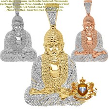 Echter echter natürlicher Diamant Gautama Buddha Meditation Anhänger Charm groß 2,65 Zoll