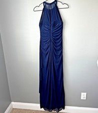 David's Bridal Navy Halter Bridesmaid Dress Sleeveless Womens Size 4