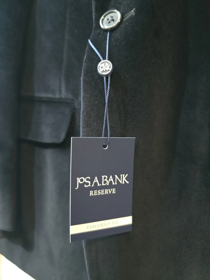 Jos A Bank Reserve 系列黑色天鹅绒燕尾服/晚餐夹克棉 40S 全新 — 第 2/4 张图片