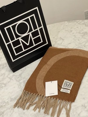 Toteme Monogram Jacquard wool Scarf Camel New With Tag With Packaging