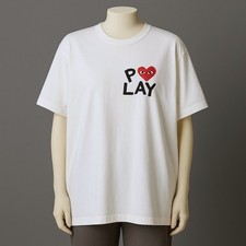 PLAY Comme des Garcons White Graphic Heart Logo T Shirt Mens L Streetwear Tee