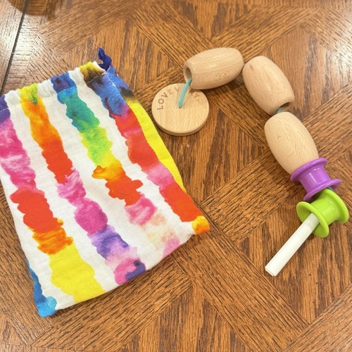Lovevery Threadable Bead Kit Wooden Lacing Toy Adventurer Play Montessori W Bag
