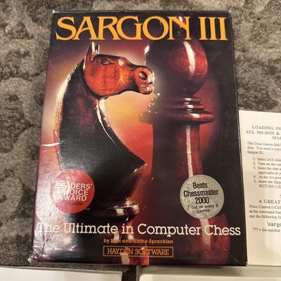 Sargon III Spinnaker Apple IIc IIe Atari vintage chess computer game Big Box