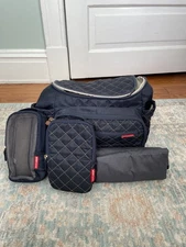 Skip Hop Diaper Bag Backpack Navy Blue Multiple Pockets Travel Lined Zippers