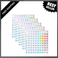 Small Round Number Stickers 1-100, 5 Sheets Waterproof Vinyl Labels for Office