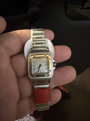 Cartier Santos Galbee 24mm 18K Gold Steel Gray Dial Watch 1567