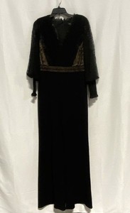 Tadashi Shoji Women's Ansonia Jumpsuit Black Nude Lace Bell Sleeve NWT Sz 10