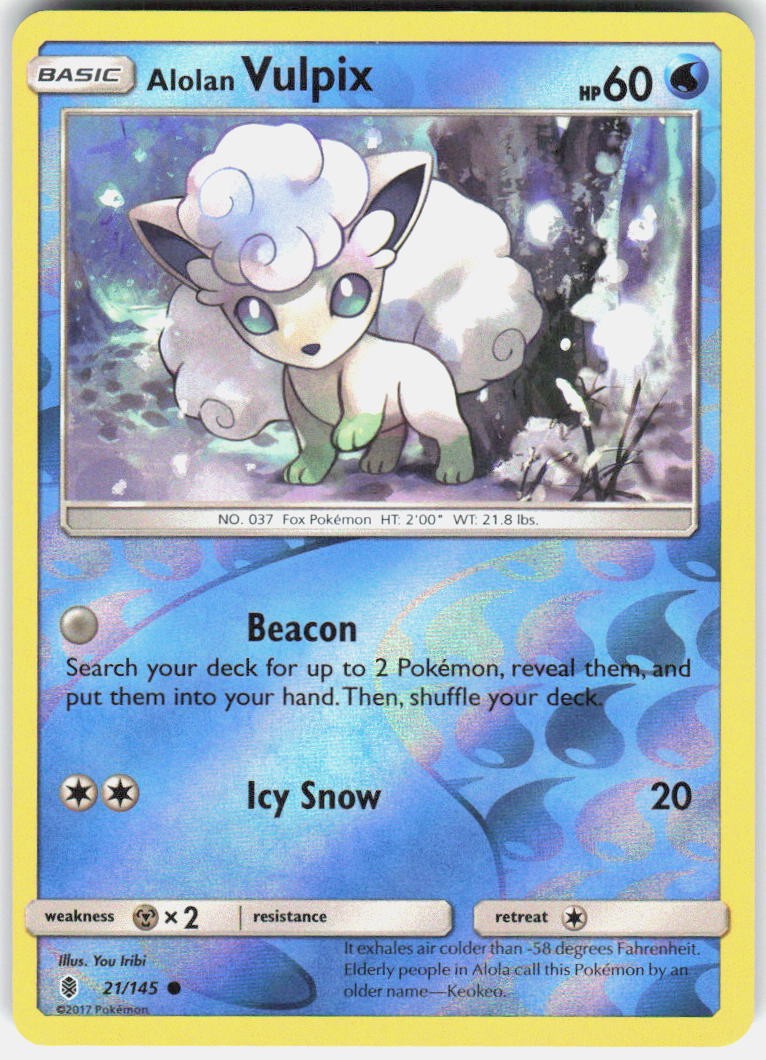 Alolan Vulpix 21/145 Common Guardians Rising Pokemon Reverse Holo