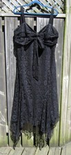 S.L. FASHIONS BLACK LACE HANDKERCHIEF HEM EVENING DRESS, SIZE 20W