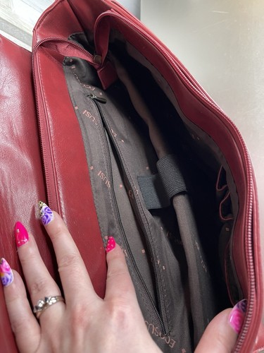 Ecosusi Briefcase Burgundy Laptop Bag Red Floral Messenger Vegan Leather - Picture 3 of 8