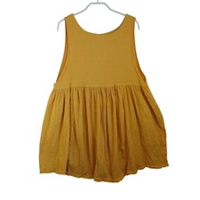 Free People Beach Marigold Yellow Textured Gauze Babydoll Mini Dress Tunic Small