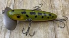 Vintage Fred Arbogast Musky Jitterbug Muskie Fishing Lure Wood Frog 3 Hook Rare