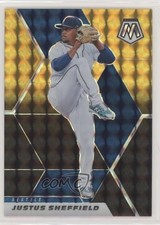 2021 Panini Mosaic Choice Black Gold Mosaic Prizm 1/8 Justus Sheffield #36 0g27