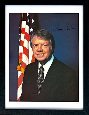Jimmy Carter ehemaliger US-Präsident handsignierte Foto Präsentation & Echtheitszertifikat 40cmx30cm