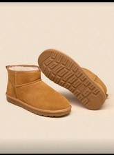 Men's Cozy Winter Boots Suede Leather Warm Fuzzy Lining Outdoor Short Boots