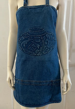 Vintage Embossed Southwestern Pottery Design Heavy Made In USA Denim Apron