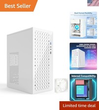 Compact White Micro ATX PC Case - Airflow Design for Gaming, Rear PSU Mounting