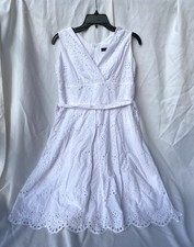 White Cotton Eyelet Dress Size 10 Chris McLaughlin Sleeveless