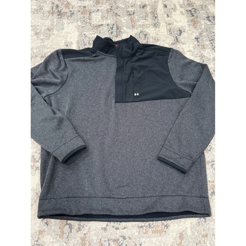 Under Armour Storm Golf Mens Large 1/4 Zip Pullover Gray Black Fleece 1373415 - Picture 1 of 11
