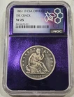 1861-O Seated Liberty Half Dollar CSA Obverse 50C Die Crack NGC VF25 Purple Core