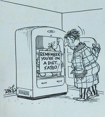 Original SIGNED Dorrien Cartoon ''REMEMBER YOU'RE ON A DIET, FATSO!'' 1960s-70s