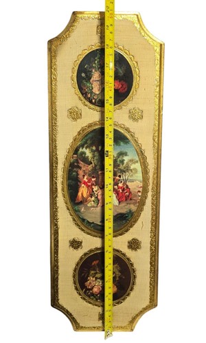Vintage Wood Florentine Wall Art Plaque Gold Gilded Made in Italy 20"x7" - Picture 7 of 8