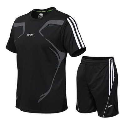 Herren Trainingsanzug 2-teilig Sportset Kurzarm Hemd kurze Hose Jogginganzug Neu