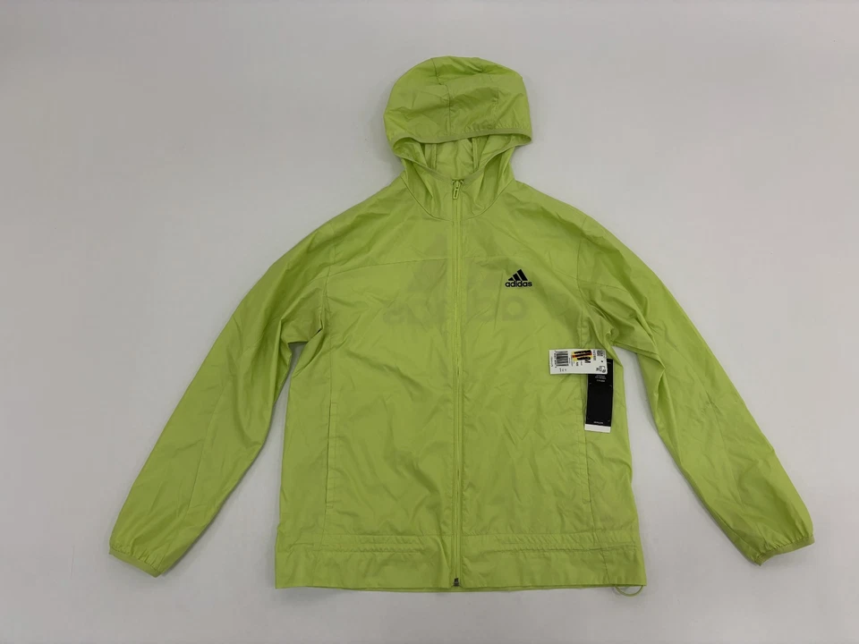 adidas AEROREADY Logo Womens Running Windbreaker Pulse Lime Zip Up Hooded M NWT - Image 4 of 4