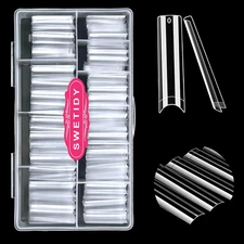 No C Curve Square Flat Nail Tips, 500Pcs XXL Extra Long Acrylic Clear Straight T