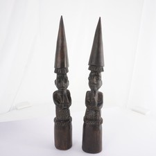 Ahnenfiguren Kultfigur Holz geschnitzt Holzglocken Musikinstrument 48&49 cm hoch