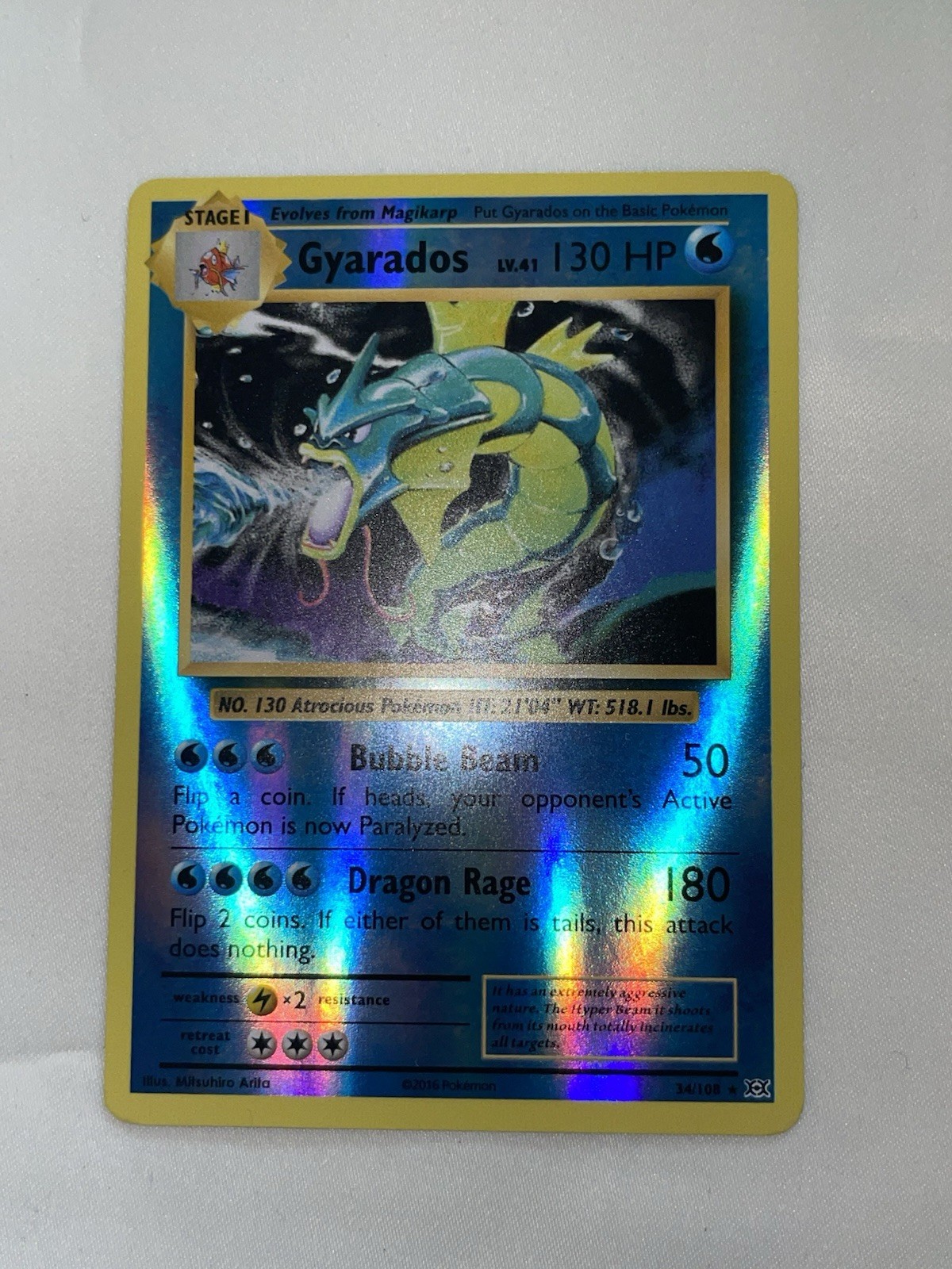 Pokemon Gyarados 34/108 Reverse Holo - XY Evolutions 2016 NM 🌊