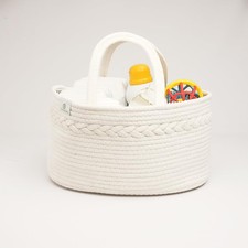 Diaper Caddy Portable Woven Baby Organizer Basket W/handle Nursery Changing Cadd