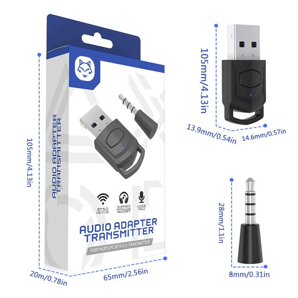 Headphone Wireless Adapter Bluetooth Microphone PC PS5 For PS4 Receiver Dongle Ñ - Image 4 of 4