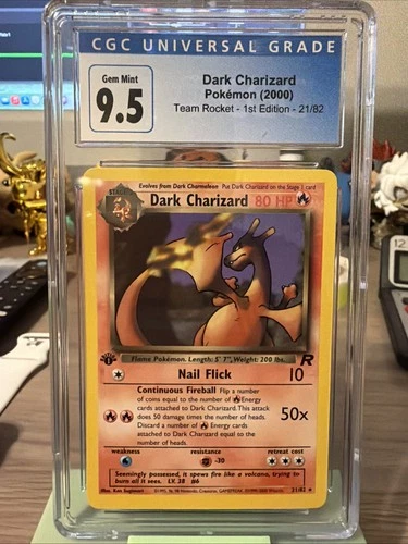 Dark Charizard #21 Team Rocket Regular 1st Edition Blue Label CGC 9.5 Gem Mint