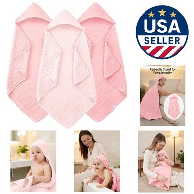 Multi-Functional 3-Pack Hooded Baby Towels - Perfect for Bath & Beach