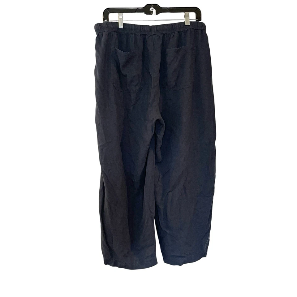 Пижамные брюки PJ Salvage темно-синие однотонные льняная смесь широкие штанины без застежек размер XL - Изображение 2 из 4