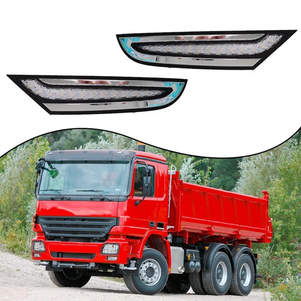 24V Front LED Daytime Running Lights for Benz Actros Turn Signal Fog Lamp - Image 4 of 4