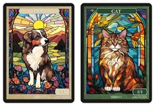 Cat   Dog Stained Glass Token Givememana Tokens Magic the Gathering