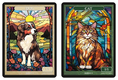 Cat   Dog Stained Glass Token Givememana Tokens Magic the Gathering