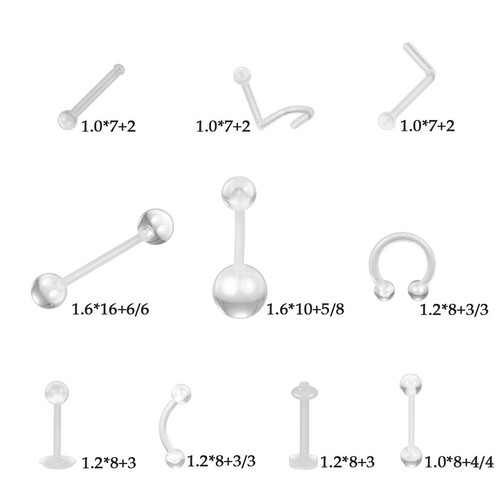 5Pcs Clear Piercing Retainer Septum Nose Studs Flexible Lip Ear Nose Tongue Ring - Picture 5 of 32