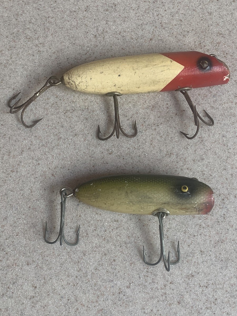 Pair Vintage Wood Fishing Lures Plugs Babe Oreno & Unmarked Tack Eyes | eBay