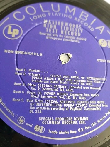 Columbia Masterworks High Fidelity Test Record MICHAEL RABIN, others 7" EX - Picture 8 of 10