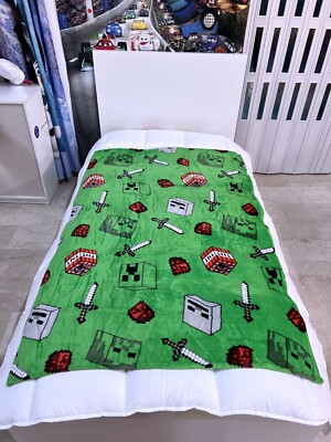 Minecraft Weich Decke Plaid Batterien Über Koralle 110x150cm Kinderbett Kinder
