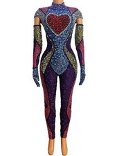 Luxurious Full Colorful Rhinestones Jumpsuit Celebrate Outfit Performance