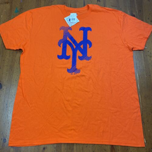 New York METS Orange NY Logo T-Shirt Men's 2XL 100% Cotton NWT Majestic MLB