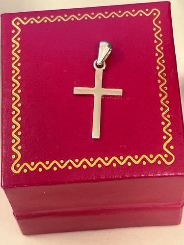 14K SOLID YELLOW GOLD Cross Crucifix High Polished Pendant Charm Necklace 1.15gr - Picture 4 of 13