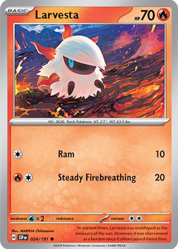 Pokemon Larvesta (24/253) Surging Sparks NM REVERSE HOLO