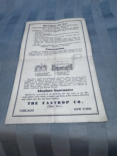 Vintage The Fastrop Co Chicago Shaving Razor Blade Sharpener In Original Box - Picture 10 of 12