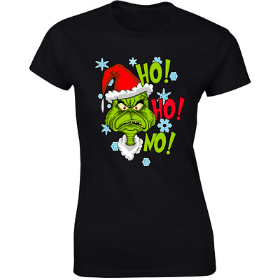 Ho Ho No Christmas Damen T-Shirt Weihnachten Grinch lustig Neuheit Damen Geschenk T-Shirt