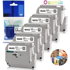 4PK Label Tape M-K231 MK231 M231 Black on White 12MM 1/2" for Brother PT-65